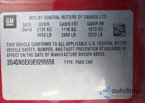 2014 Buick Regal Turbo/E-Assist Premium I from USA, damaged, VIN 2G4GN5EX9E9295658